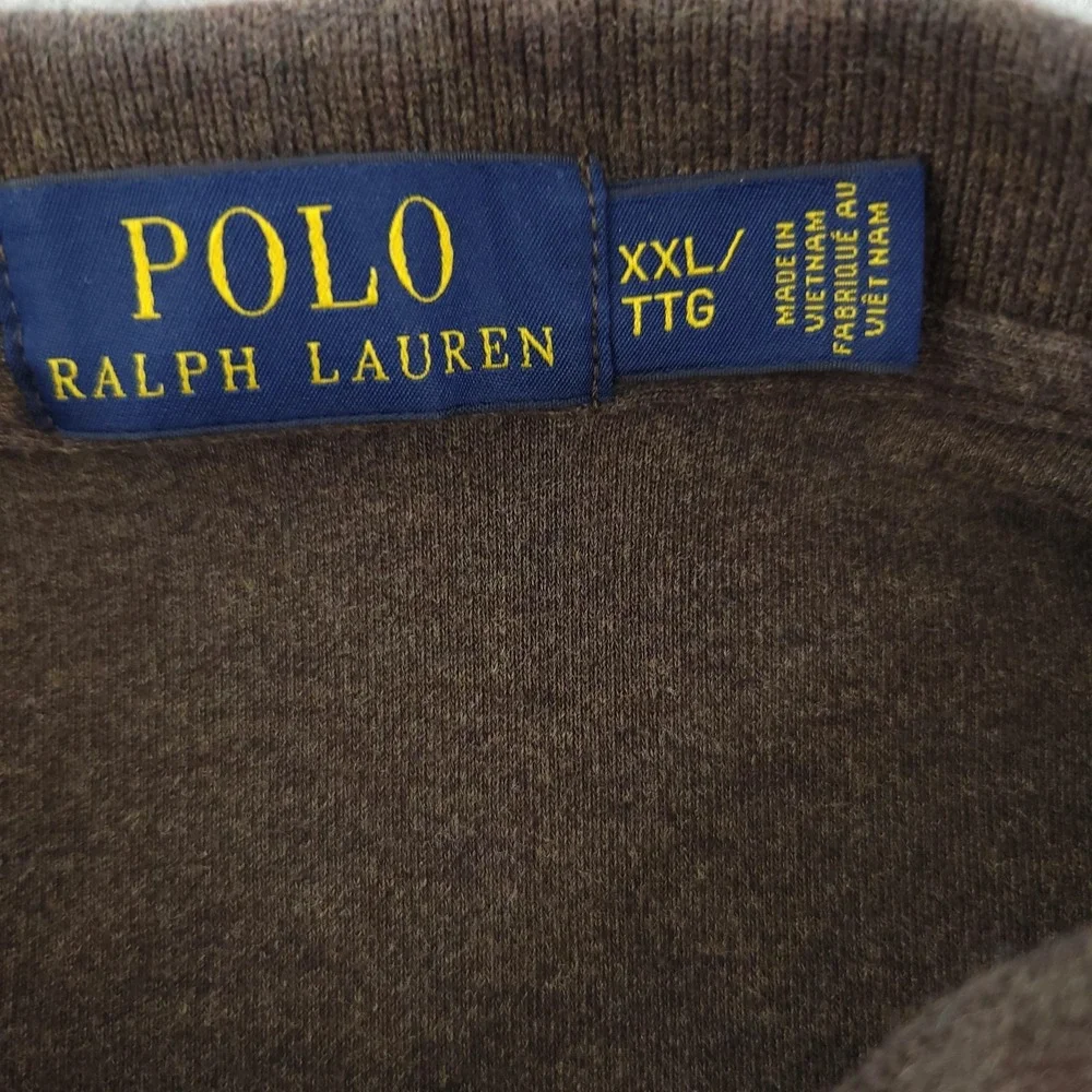 Polo Ralph Lauren Long Sleeve Polo Shirt Mens 2XL Brown Solid Cotton Pony Logo